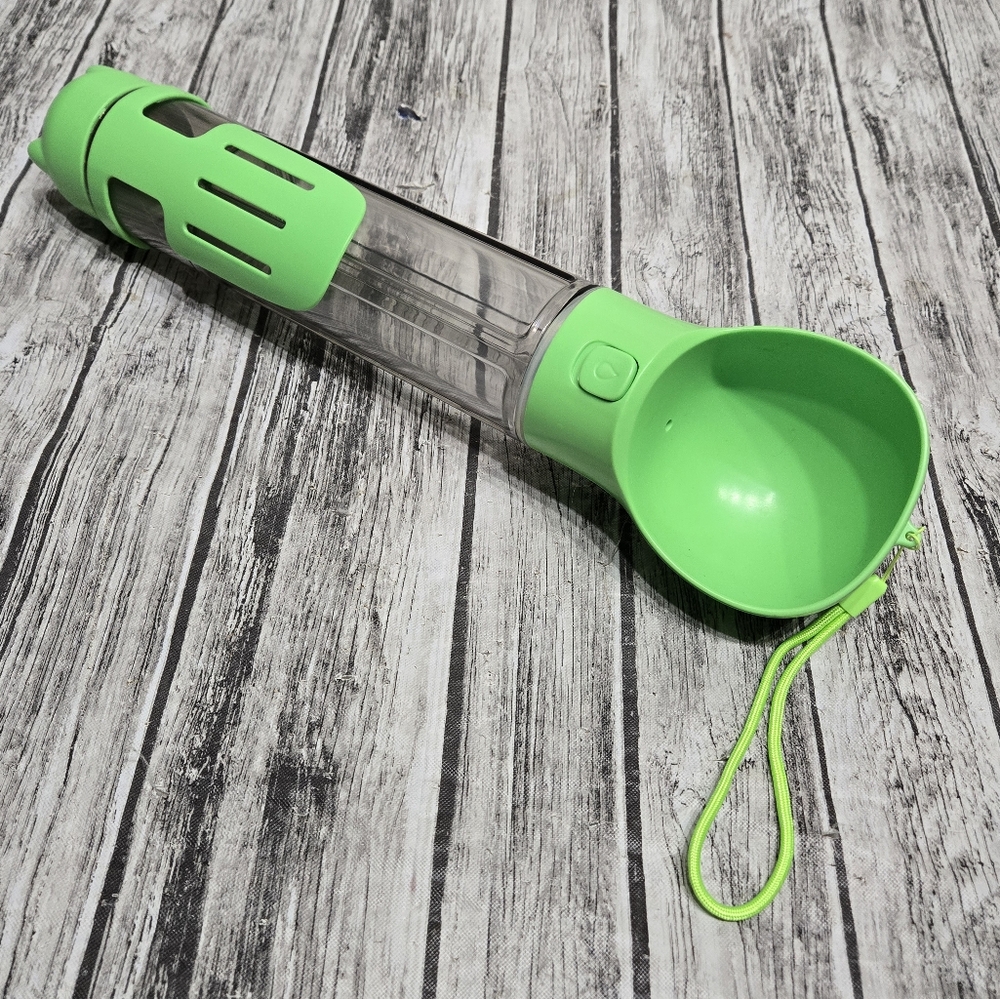 Dog walking water bottle feeder poop bag dispenser all in one doggie device NEW